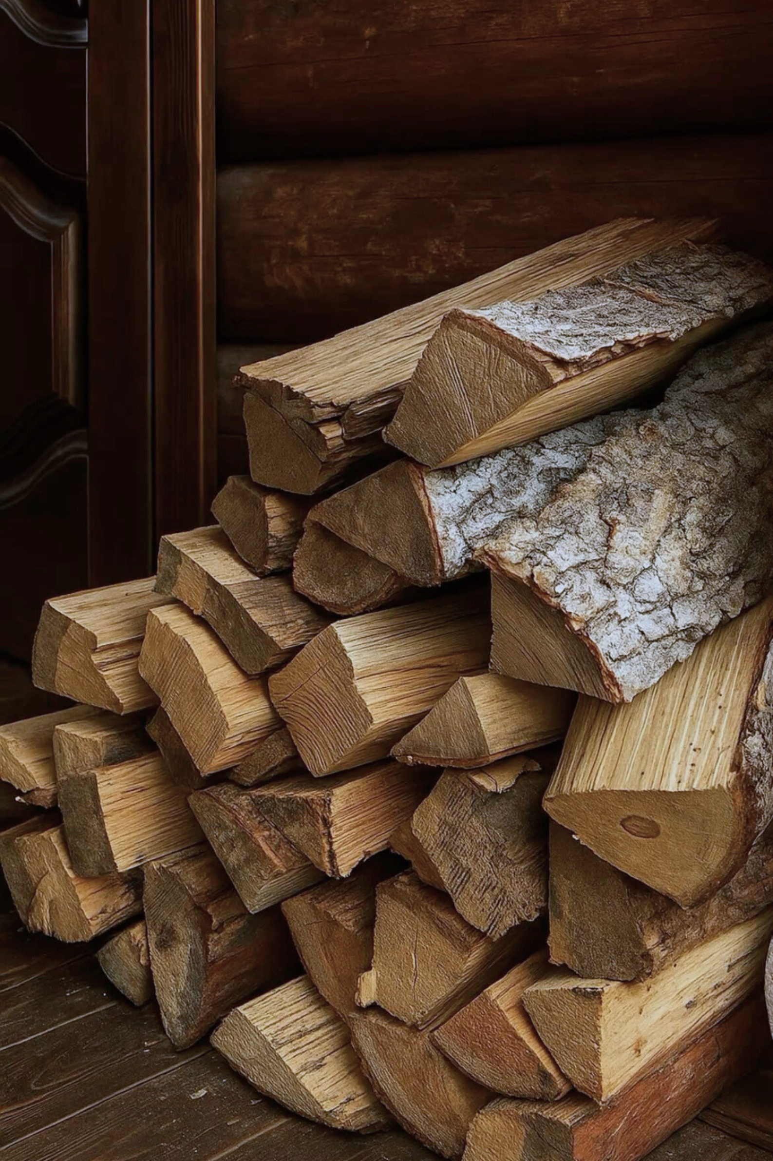 Luceria woody candle collection styled with natural wood and earthy textures.