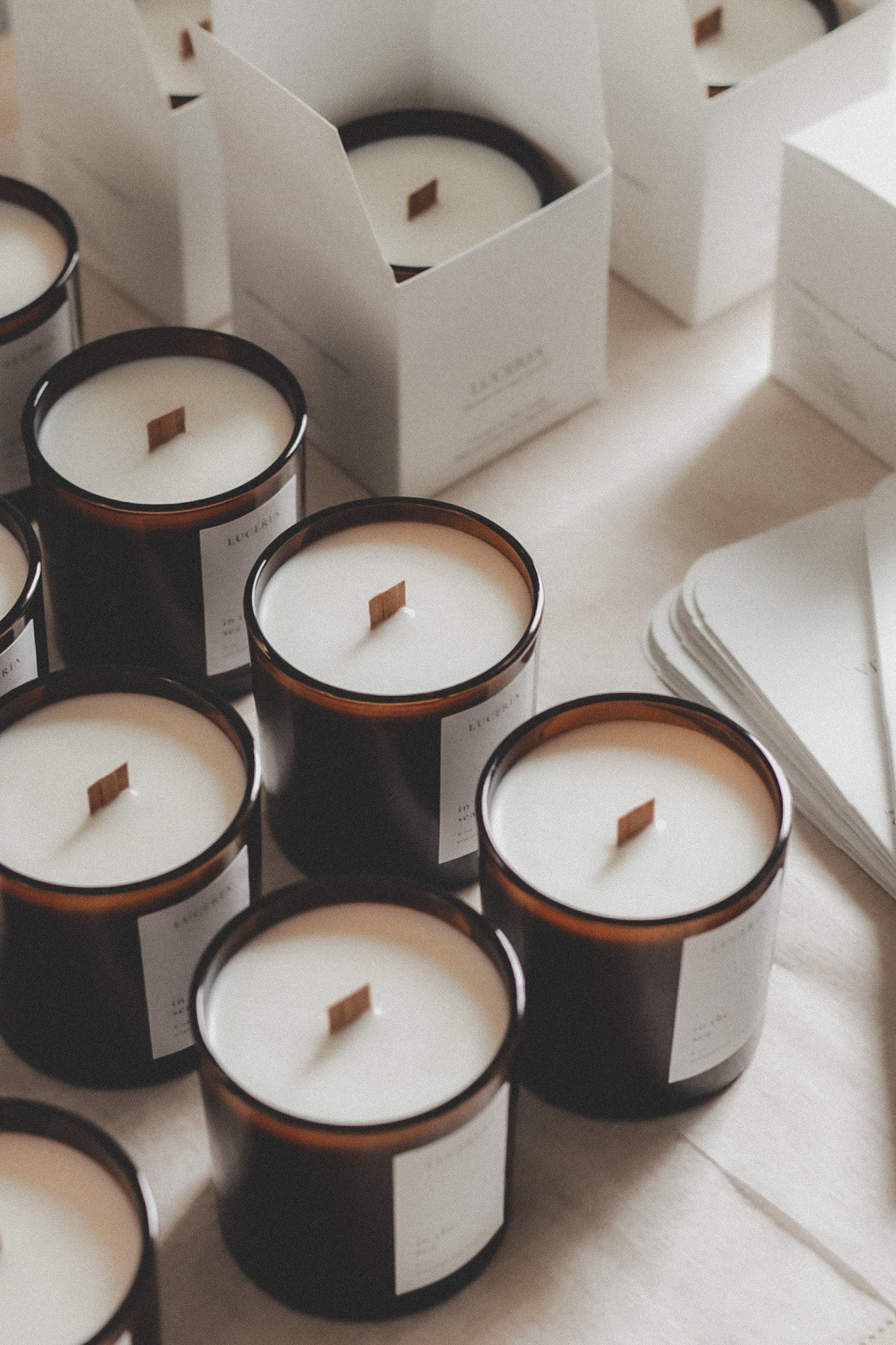 Luceria's best selling candled and gentle home fragrance products styled together.