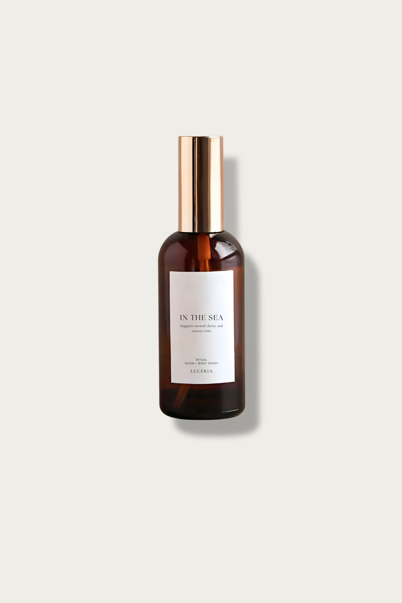 Brown bottle with a label on a white background