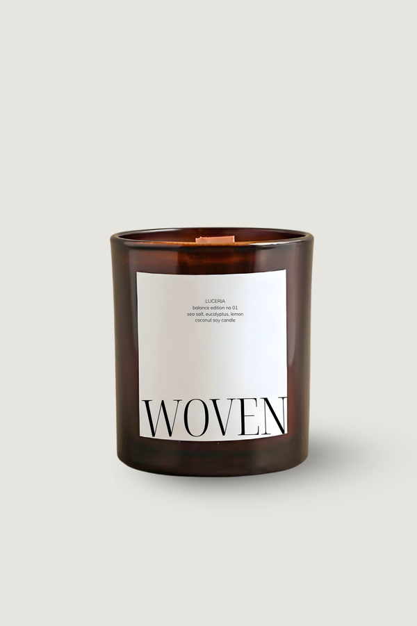No. 01 Woven Candle | White Eucalyptus + Marine