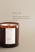Luceria candle with a label on a beige background