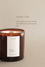 Luceria candle with label on a beige background