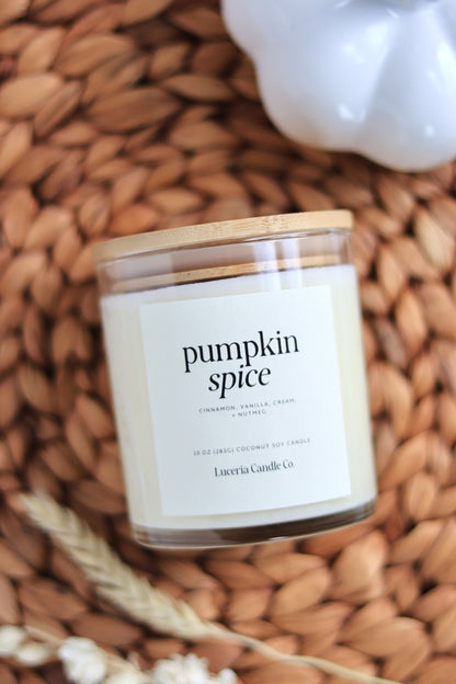 Pumpkin Spice Candle | Pumpkin Scented | 10 oz, 5 oz, and 2.5 oz Sizes - Luceria Candle Co.