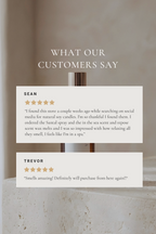 Product display with customer reviews on a neutral background